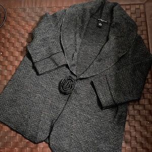 Avellini Grey/Black Wool Herringbone Sweater/Jacket Size 1X